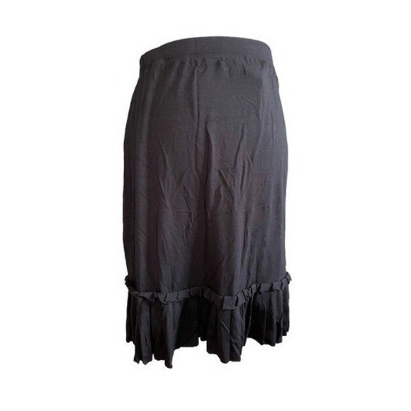 Max Studio Dresses & Skirts - Max Studio Mini Skirt Black Stretch Knit Flare Pleated Ruffle Trim Pull-On XS